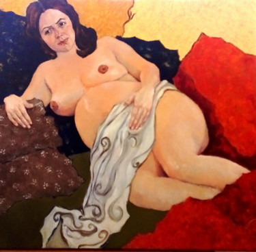 Картина под названием "pregnant nude" - Lubalem, Подлинное произведение искусства, Масло