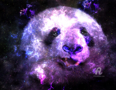 Digitale Kunst getiteld "Galaxy Panda Colorf…" door Lemoboy, Origineel Kunstwerk, Digitaal Schilderwerk