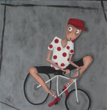 Peinture intitulée "poupou le cyclo" par Lydi, Œuvre d'art originale