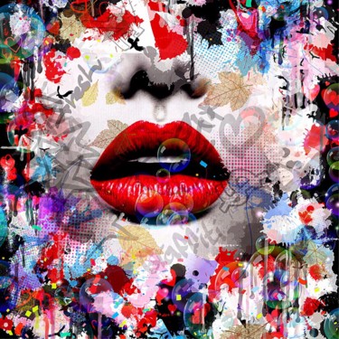 Digitale Kunst getiteld "Red lips .jpeg" door Catherine Lempereur, Origineel Kunstwerk