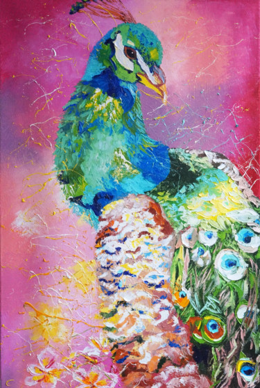 Peacock decor oil painting Original Art Peacock Paintings Картина под названием "Peacock decor oil p…" - Julia Good, Подлинное произведение искусства, Масло