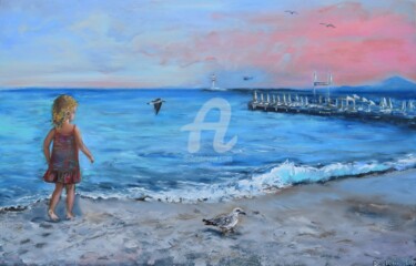 Картина под названием "Впервые на море" - Elena Berezhnaya (Be_lena), Подлинное произведение искусства, Масло Установлен на…