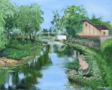 Painting titled "July over the river…" by Elena Berezhnaya Be Lena, Original Artwork, Oil