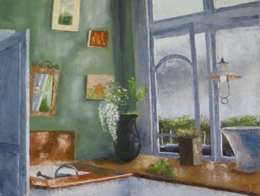 Painting titled "Chez mes amis" by Lena Bregeon, Original Artwork