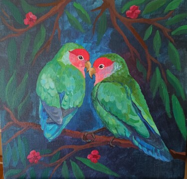 Pintura titulada "Летние птицы" por Lena Cimbalist, Obra de arte original, Acrílico Montado en Cartulina