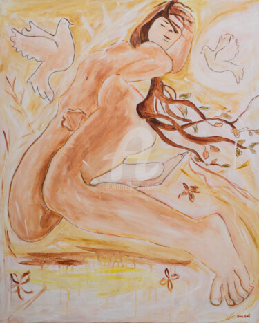 Painting titled "Mulher  natureza" by Lena Gal, Original Artwork, Acrylic