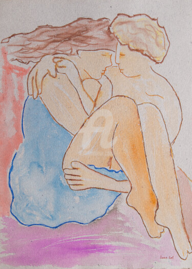 Pintura titulada "Namoro" por Lena Gal, Obra de arte original, Acuarela