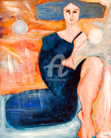 Painting titled "Feiticeira de olhos…" by Lena Gal, Original Artwork, Acrylic