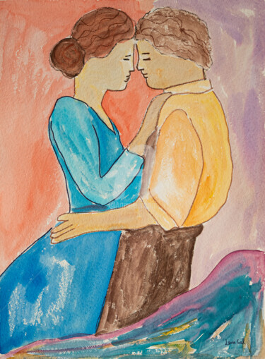 Pintura titulada "Namoro I" por Lena Gal, Obra de arte original, Acuarela