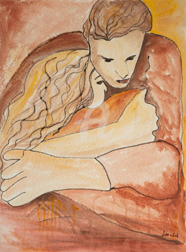 Schilderij getiteld "NamoroII" door Lena Gal, Origineel Kunstwerk, Aquarel