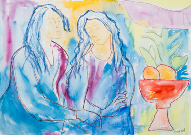 Pintura titulada "meninas  conversam" por Lena Gal, Obra de arte original