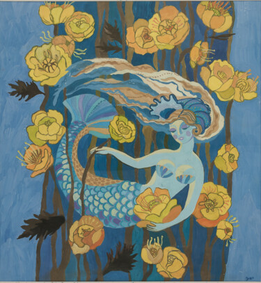 Painting titled "День Ивана Купалы" by Lena Garabova, Original Artwork, Gouache