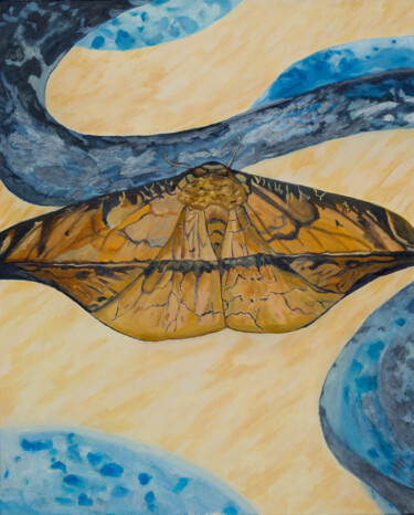 Картина под названием "Поцелуй бабочки" - Lena Garabova, Подлинное произведение искусства, Масло