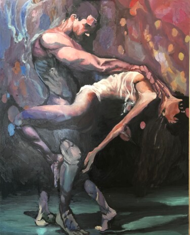 Peinture intitulée "Танго" par Lena Kaskova (Lkas), Œuvre d'art originale, Huile Monté sur Panneau de bois