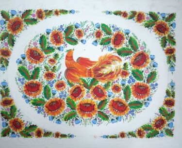 Картина под названием "Жар-птица" - Lena Kazantseva, Подлинное произведение искусства, Гуашь