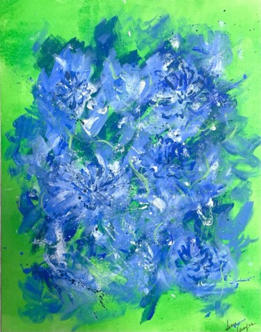 Painting titled "The cornflowers" by Lena Langer, Original Artwork, Acrylic