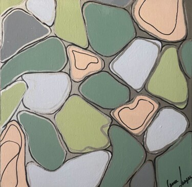 Schilderij getiteld "SEA PEBBLES 2" door Lena Langer, Origineel Kunstwerk, Acryl