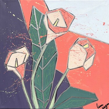 Schilderij getiteld "Calla lilies 2" door Lena Langer, Origineel Kunstwerk, Acryl