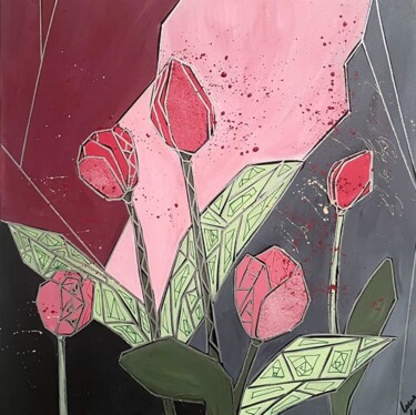 Painting titled "Tulips" by Lena Langer, Original Artwork, Acrylic