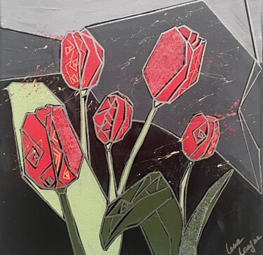 Painting titled "Tulips 2" by Lena Langer, Original Artwork, Acrylic