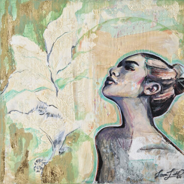 Painting titled "MINT" by Lena Licht, Original Artwork, Acrylic Mounted on Cardboard
