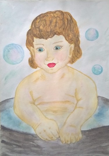 Painting titled "весёлая баня" by Svetlana Mrevlishvili, Original Artwork, Watercolor