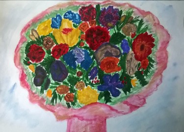 Malerei mit dem Titel "flowers" von Svetlana Mrevlishvili, Original-Kunstwerk, Aquarell