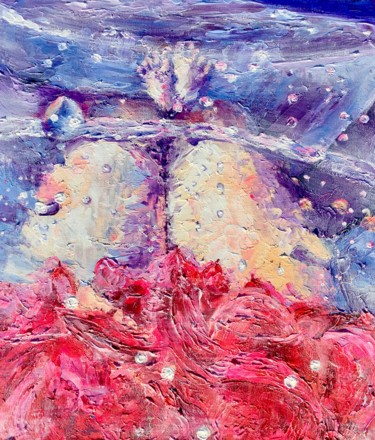 Painting titled "Розовый фламинго" by Elena Nadtochieva, Original Artwork, Acrylic