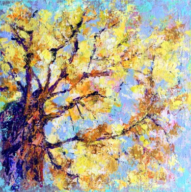 Painting titled "Триптихшум деревьев" by Elena Nadtochieva, Original Artwork, Acrylic
