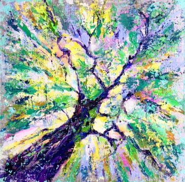 Painting titled "шум деревьев" by Elena Nadtochieva, Original Artwork, Acrylic
