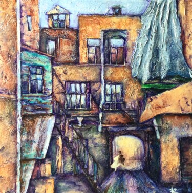 Картина под названием "Старый дворик" - Елена Надточиева, Подлинное произведение искусства, Акрил