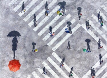 Schilderij getiteld "В летний дождь на п…" door Elena Nadtochieva, Origineel Kunstwerk, Acryl
