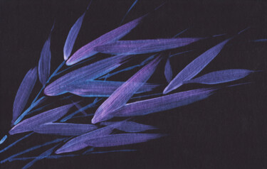 Ζωγραφική με τίτλο "purple bamboo" από Lena Oma, Αυθεντικά έργα τέχνης, Ακρυλικό