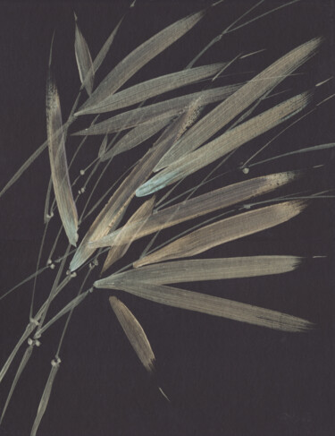 Peinture intitulée "Green bamboo" par Lena Oma, Œuvre d'art originale, Acrylique