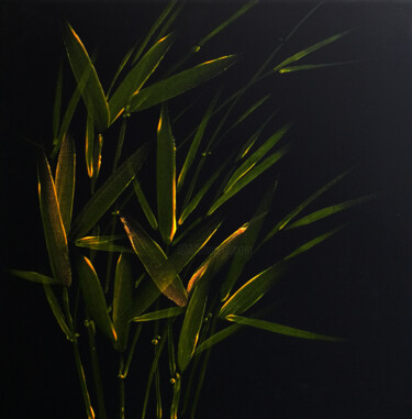 Malerei mit dem Titel "Orange bamboo" von Lena Oma, Original-Kunstwerk, Acryl