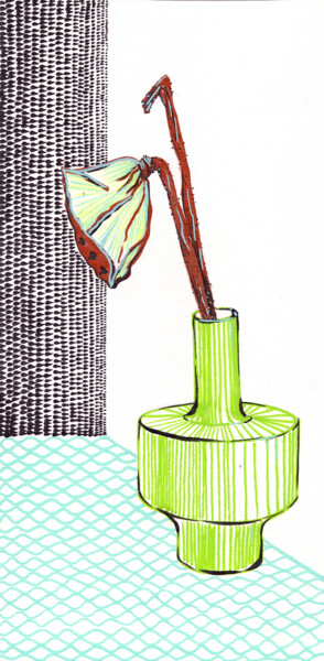 Картина под названием "Abundance in vase" - Lena Oma, Подлинное произведение искусства, Маркер