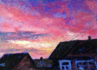 Malerei mit dem Titel "Crimson sanset" von Lena Ru, Original-Kunstwerk