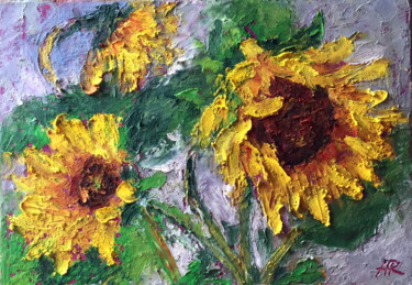 Peinture intitulée "Sunflowers" par Lena Ru, Œuvre d'art originale