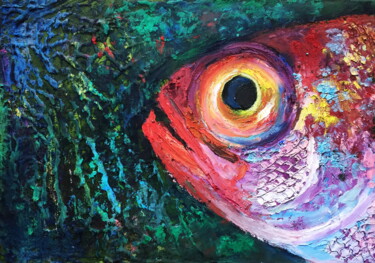 Painting titled "Fish Head" by Lena Ru, Original Artwork, Pastel