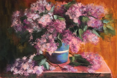图画 标题为“Lilac Still life” 由Lena Ru, 原创艺术品, 粉彩
