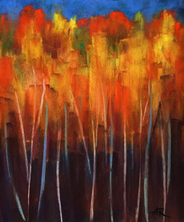 Рисунок под названием "Autumn woods" - Lena Ru, Подлинное произведение искусства, Пастель