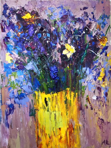 Painting titled "Blue and Purple" by Lena Ru, Original Artwork