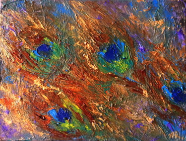 Painting titled "Peacock feathers" by Lena Ru, Original Artwork