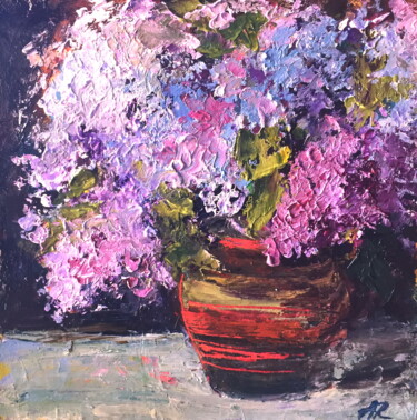 Painting titled "Fresh Lilac" by Lena Ru, Original Artwork, Acrylic