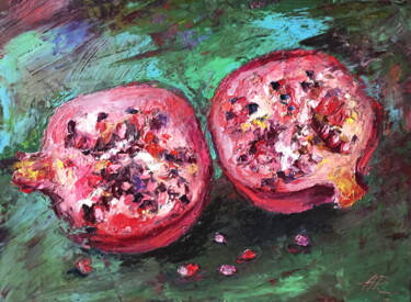 Drawing titled "Pomegranates" by Lena Ru, Original Artwork, Pastel