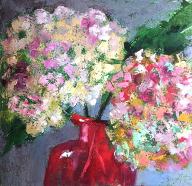 Painting titled "Hydrangea Flowers" by Lena Ru, Original Artwork, Pastel