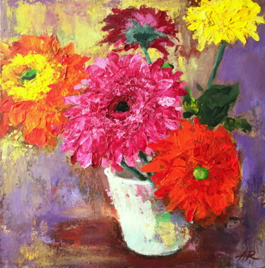 Картина под названием "Small Floral Arrang…" - Lena Ru, Подлинное произведение искусства, Акрил