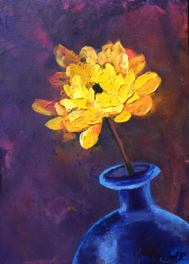 Peinture intitulée "Yellow Flower" par Lena Ru, Œuvre d'art originale, Acrylique