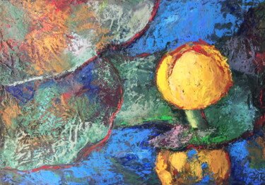Dessin intitulée "Yellow Pond-Lily" par Lena Ru, Œuvre d'art originale, Pastel