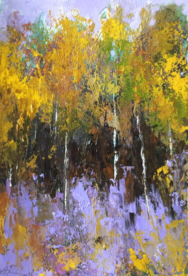 Pintura intitulada "Autumnal Encounter…" por Lena Ru, Obras de arte originais, Acrílico